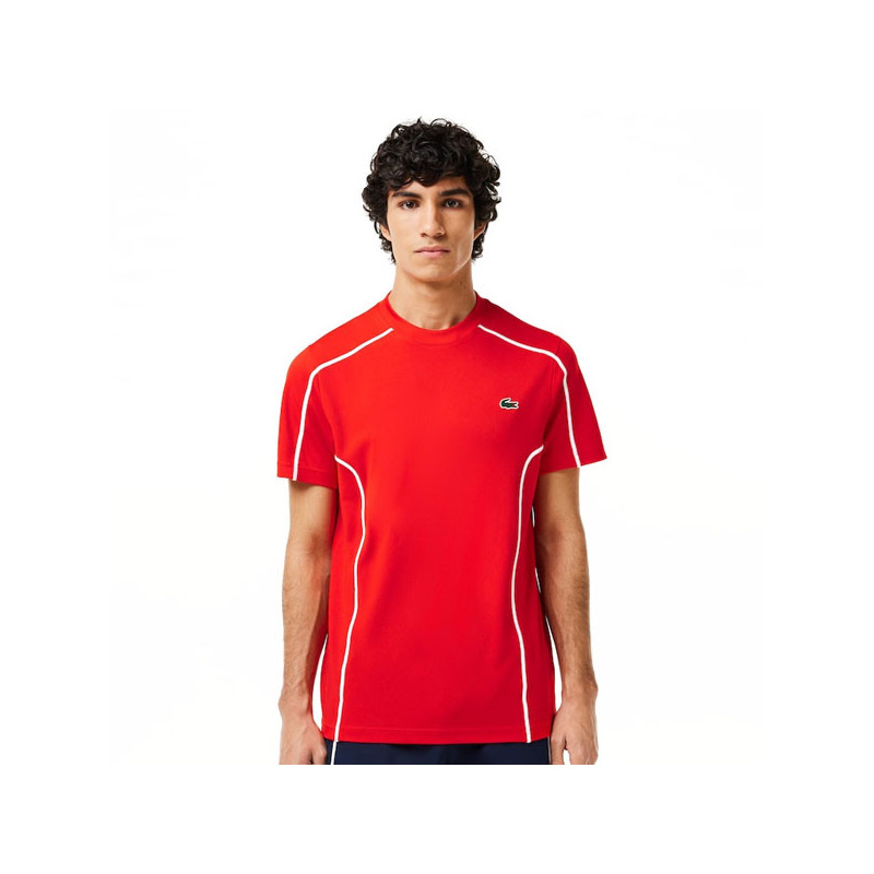 Tee-shirt tennis Lacoste piqué Ultra Dry rouge