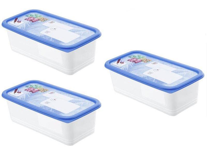 Rotho Vorratsbehälter Domino Dekor 3 Stück, 1.2 l, Transpar Gefrierdosen Set