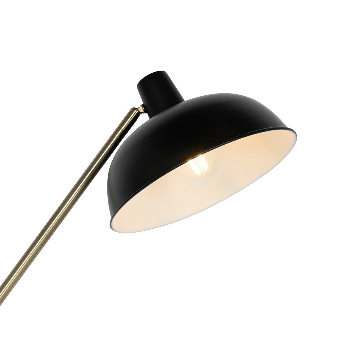QAZQA - Retro vloerlamp, zwart met brons - Milou | Woonkamer | Slaapkamer - Staal, langwerpig - LED-compatibel, E27