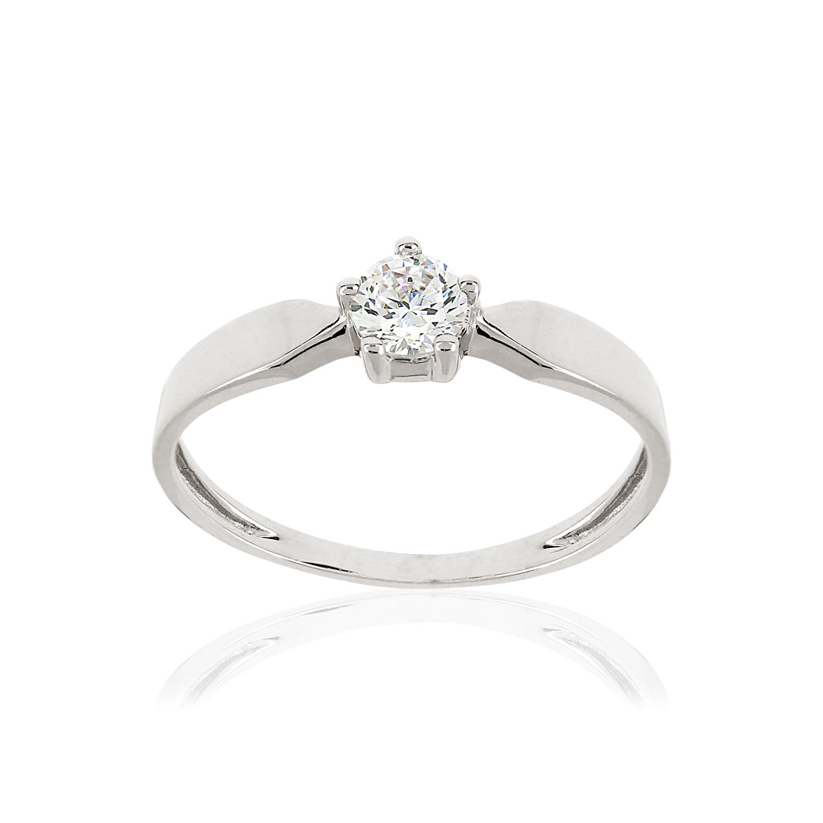 Bague or 375 blanc zirconia