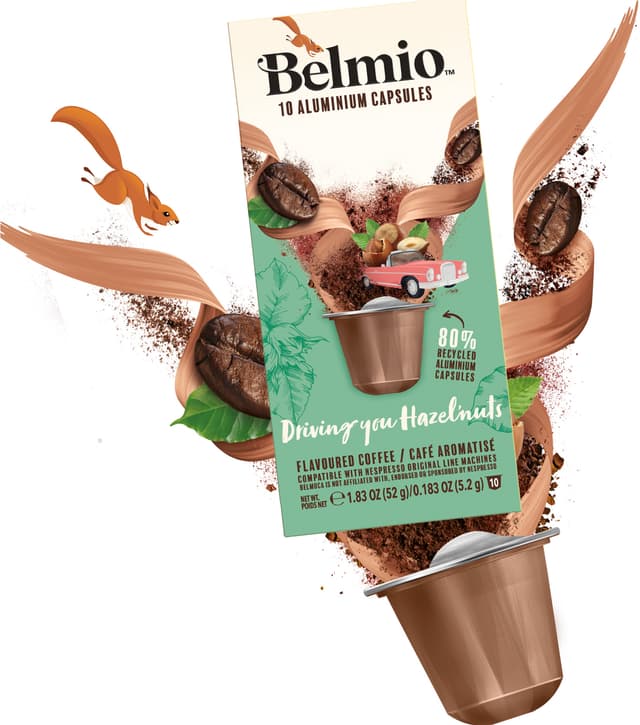 Belmio Driving you Hazelnuts kaffekapsler til Nespresso (10 pakker)