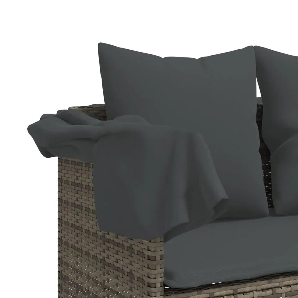 vidaXL - loungebank - Grijs - Poly rattan
