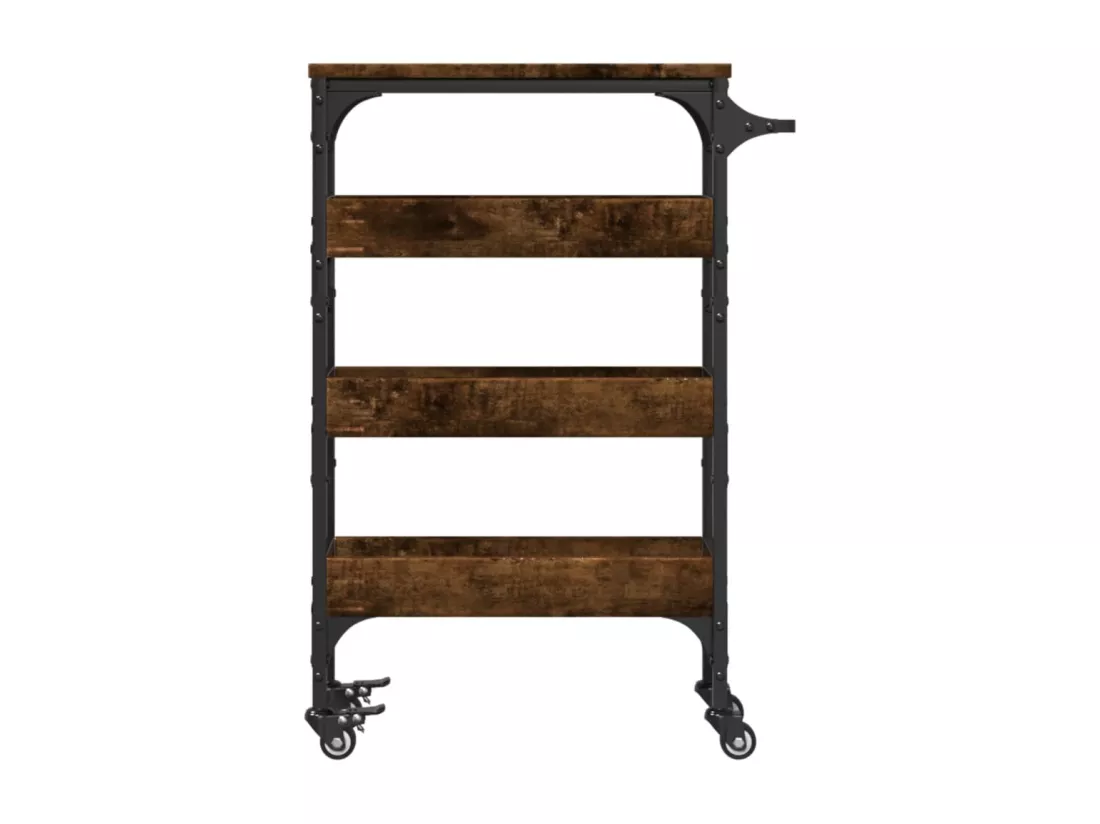 Chariot de cuisine chêne fumé 53x20x76 cm bois d'ingénierie