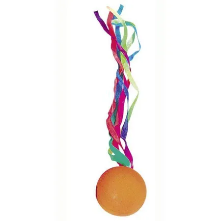 goki Vollgummiball mit neonfarbenen Schleifen, sortiert