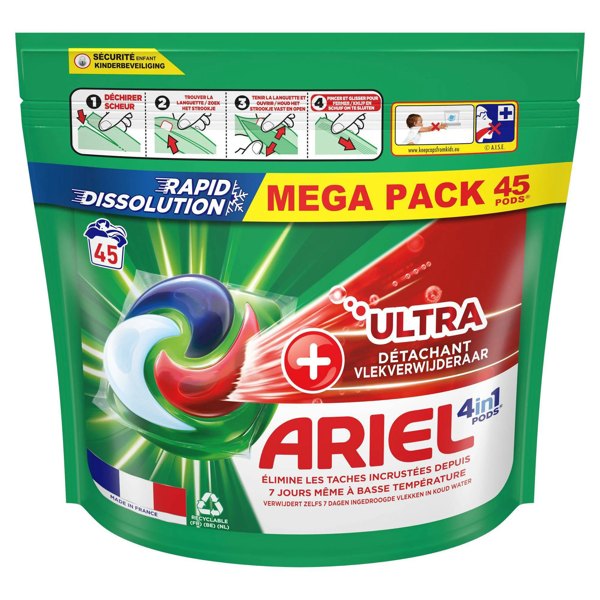 Ariel 4in1 PODS Wasgoed Capsules +Ultra Vlekverwijderaar - 3 x 45 wasbeurten - 135 wasbeurten