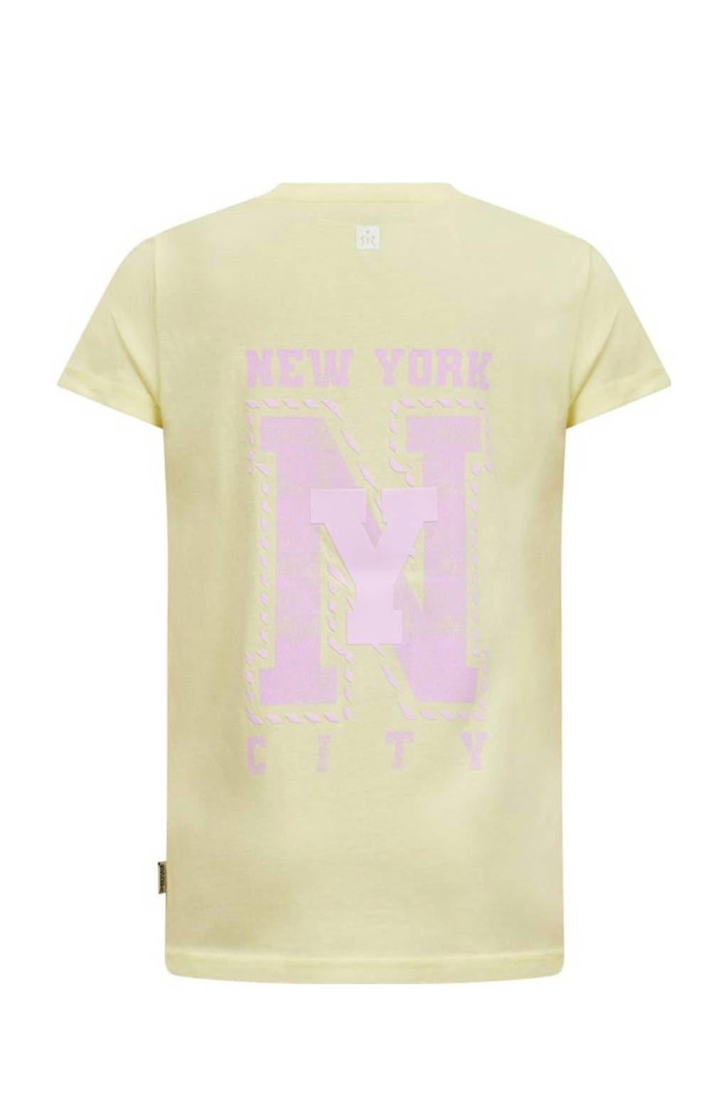 Retour Jeans T-shirt Piper met backprint lichtgeel