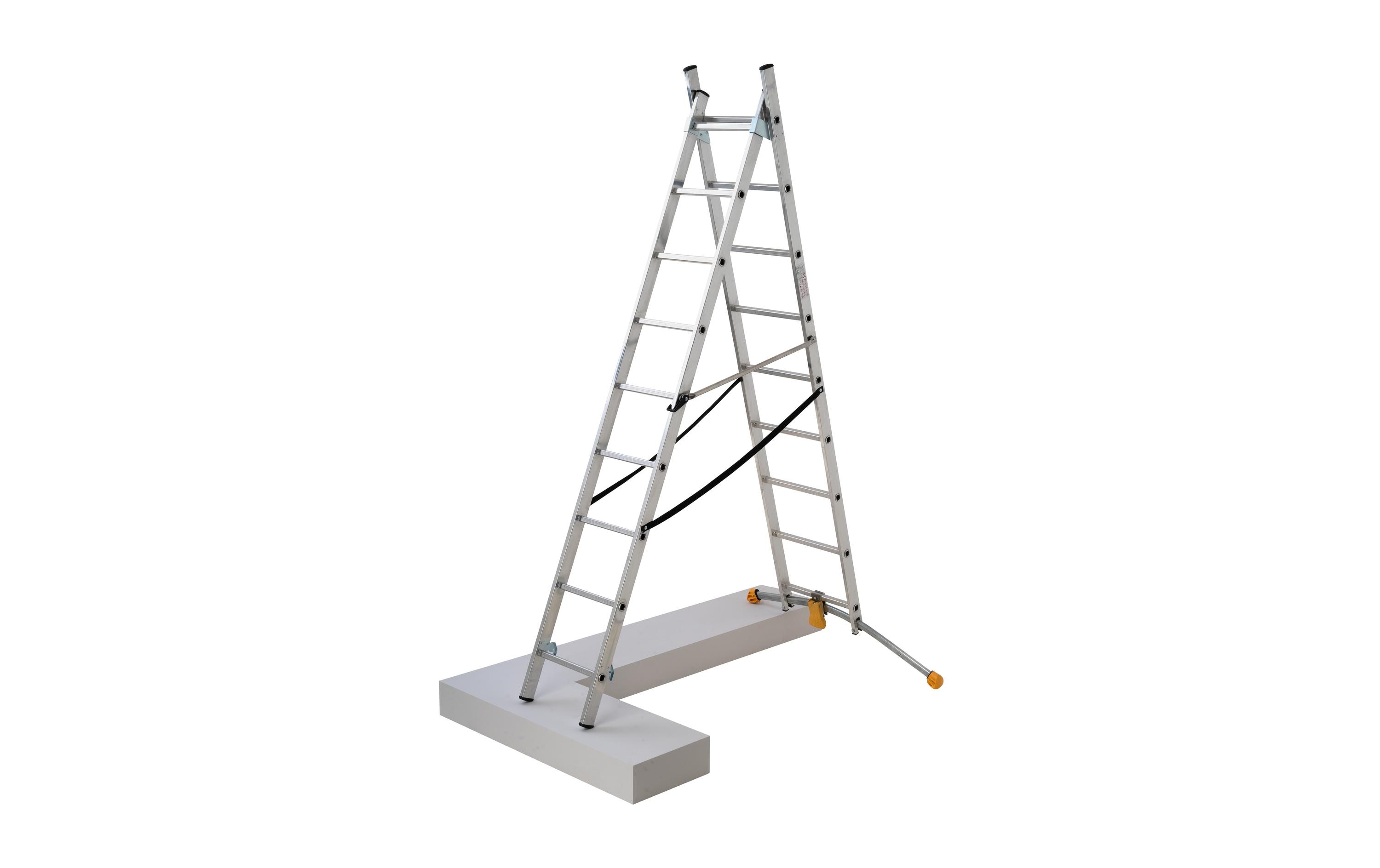 Kombileiter HobbyLOT 2 x 9 Sprossen<br>Als Schiebe- oder Bockleiter einsetzbar