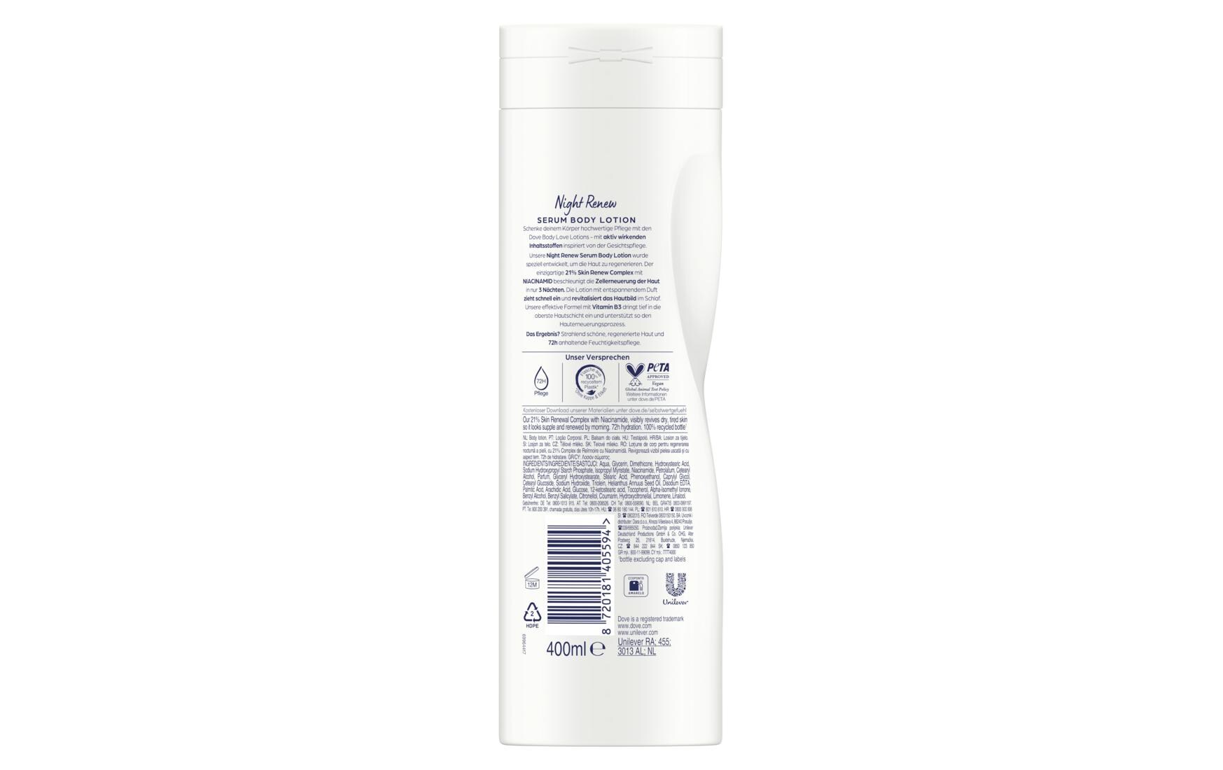Body Lotion Night Renew Serum 400 mlPflegende und feuchtigkeitsspendende Körperlotion