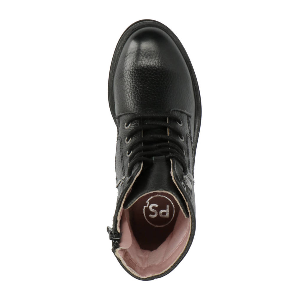 PS Poelman Mink-83leren veterboots zwart