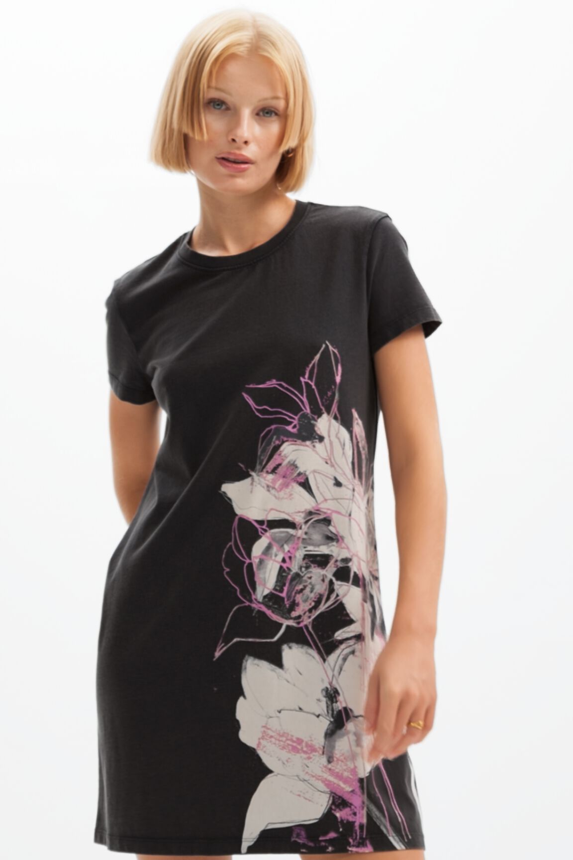 Mini-robe t-shirt fleurs