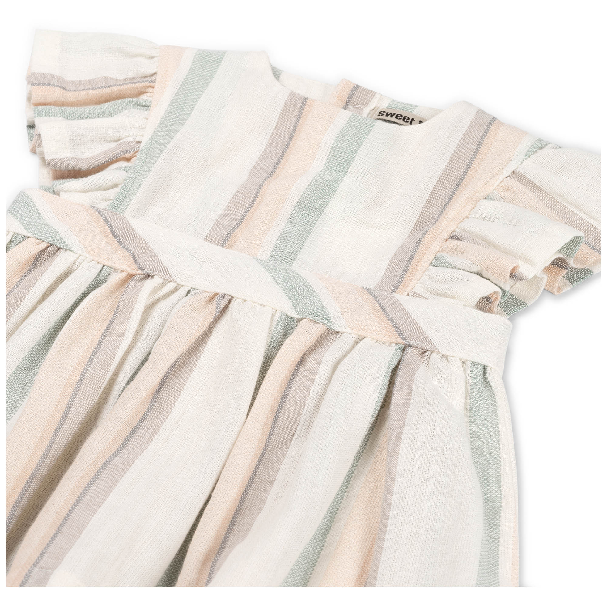 Sweet petit baby jurk Nouk korte mouwen strepen wit