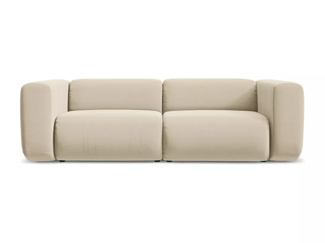 Canapé modulable 3 places en velours - beige clair - EKAHI