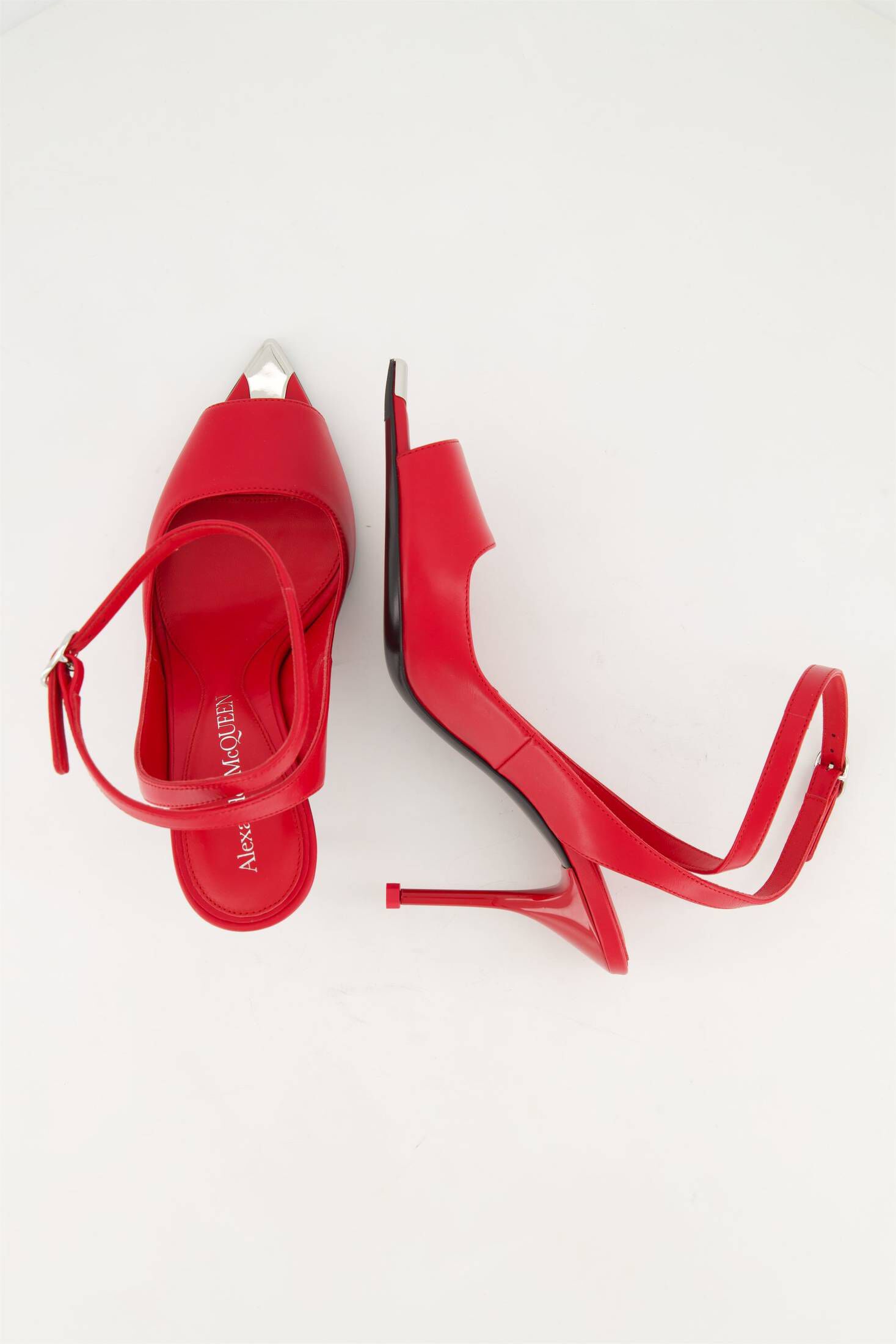 Alexander McQueen| Damen Peeptoe-Sandaletten PUNK aus Leder mit Metallspitze
