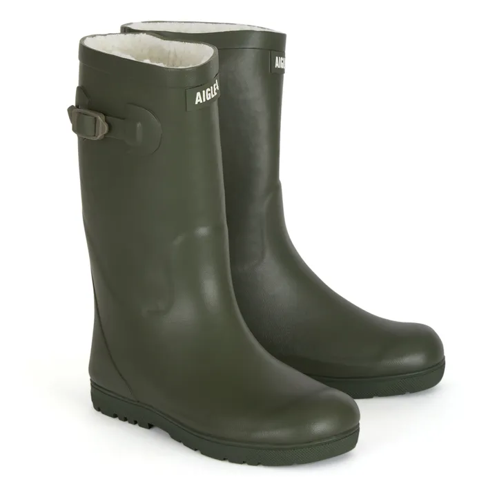 Aigle Bottes De Pluie Woody-Pop Fourrées | Khaki
