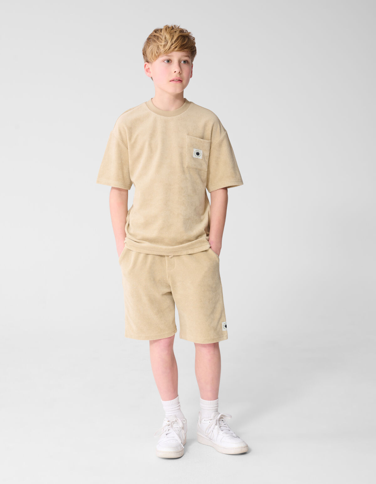 Towelling Relaxed T-shirt Beige