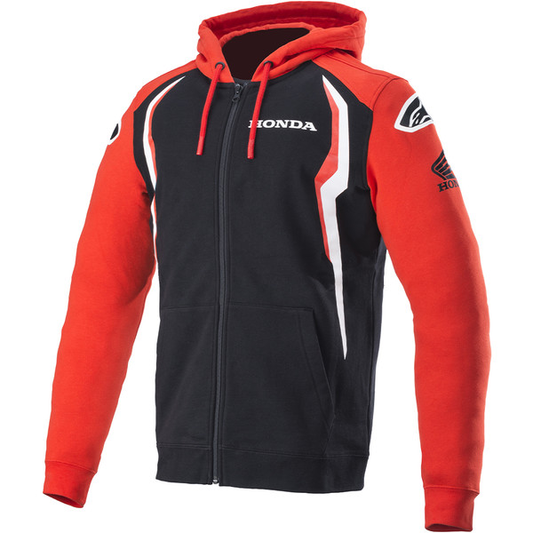 Alpinestars - Sweat zippé à capuche Honda Noir / Rouge
