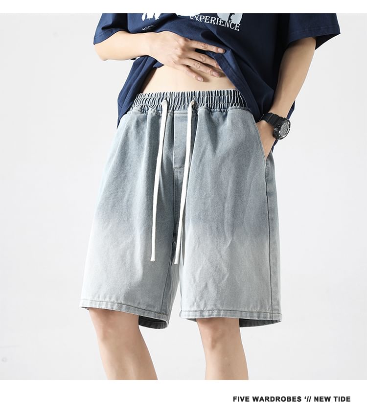 emeisa - Denim short met halfhoge taille en gradiënt