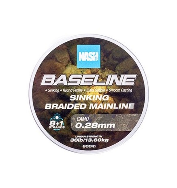 Tresse coulante Nash TT Baseline Sinking Braid Jaune UV (600m)