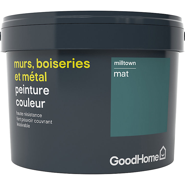 Peinture résistante murs, boiseries et métal GoodHome vert Milltown mat 2,5L