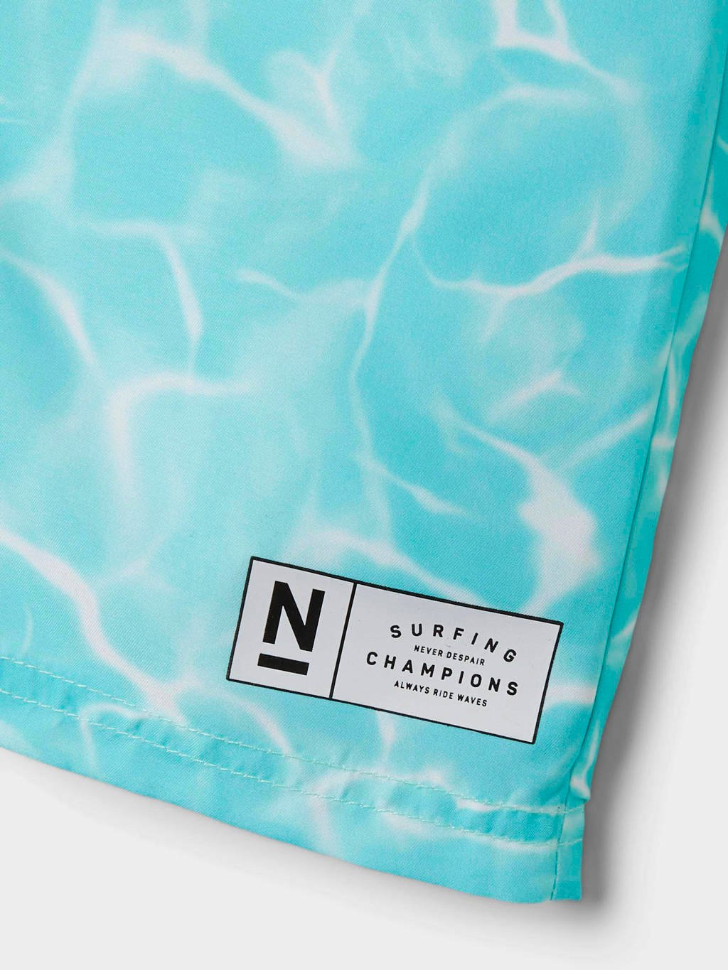 zwemshort NKMZAGLO met all over print aquablauw/groen