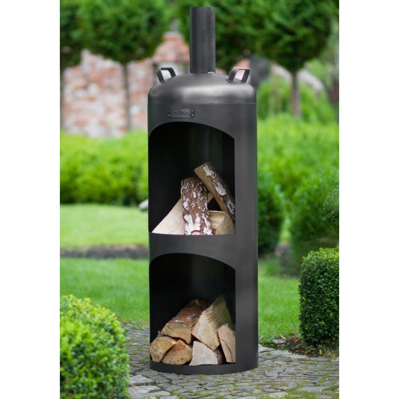 Cheminée d’extérieur cylindrique en acier faro 40x40x132 cm