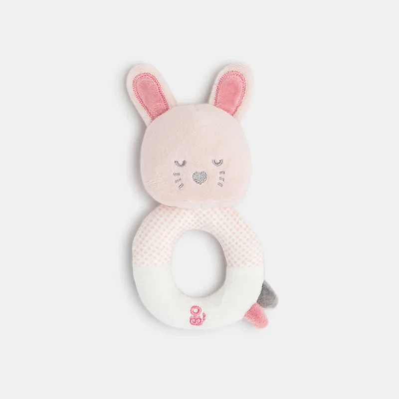 Peluche hochet lapin rose naissance Rose