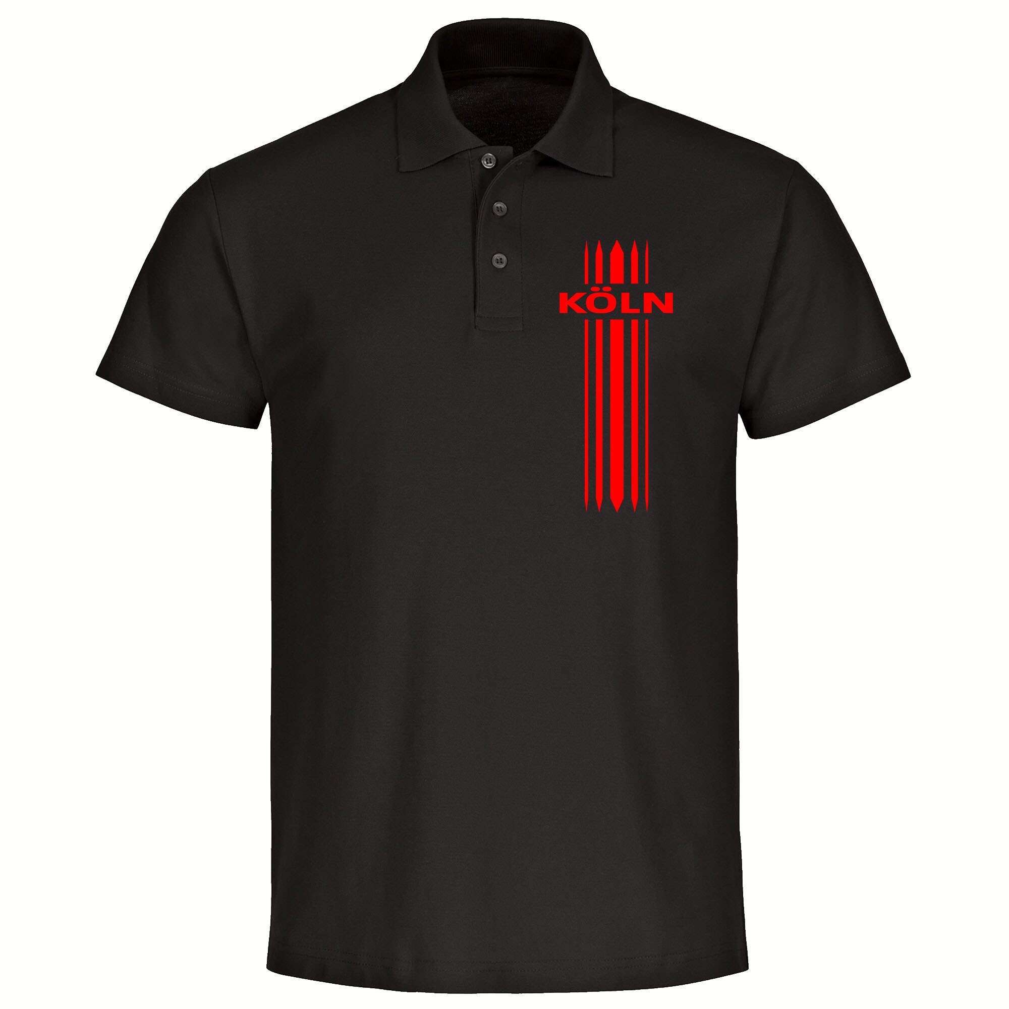multifanshop® Poloshirt - Köln - Streifen - Druck rot