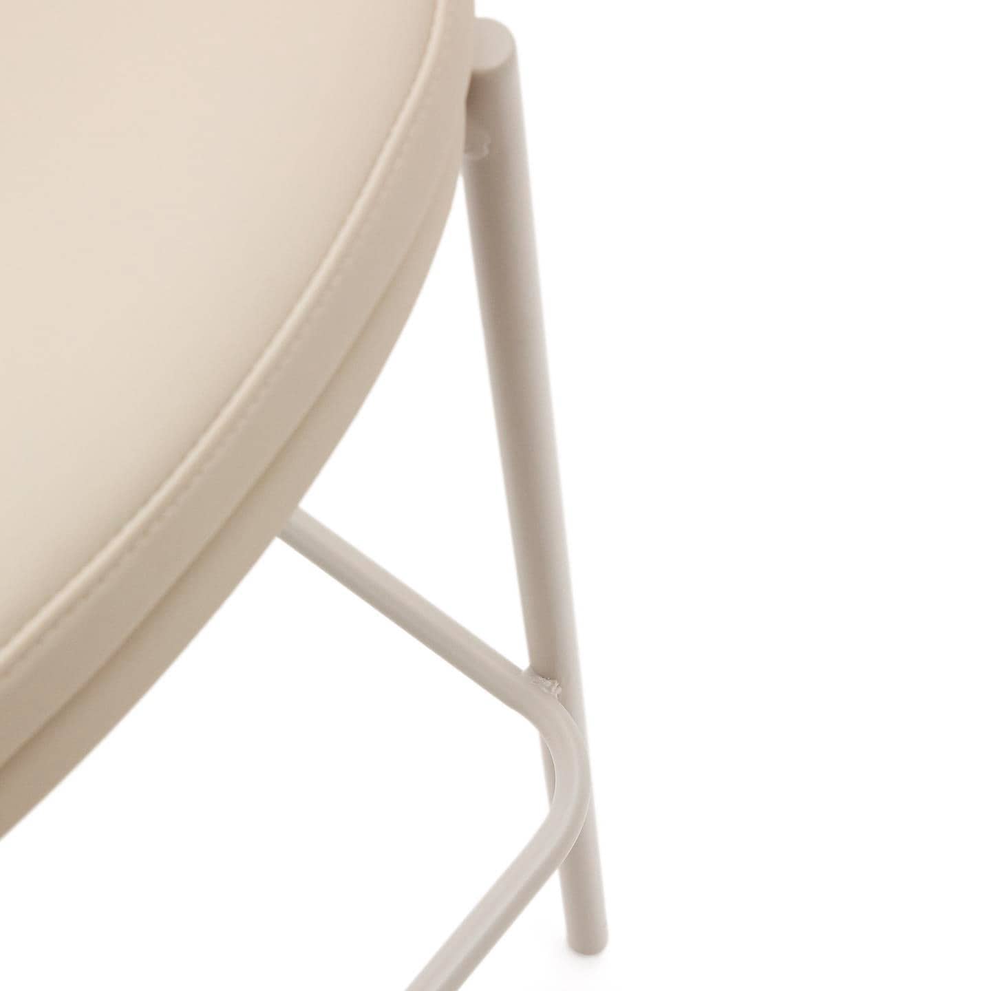 Kave Home Barhocker EAMY Lederlook beige/Metall weiß