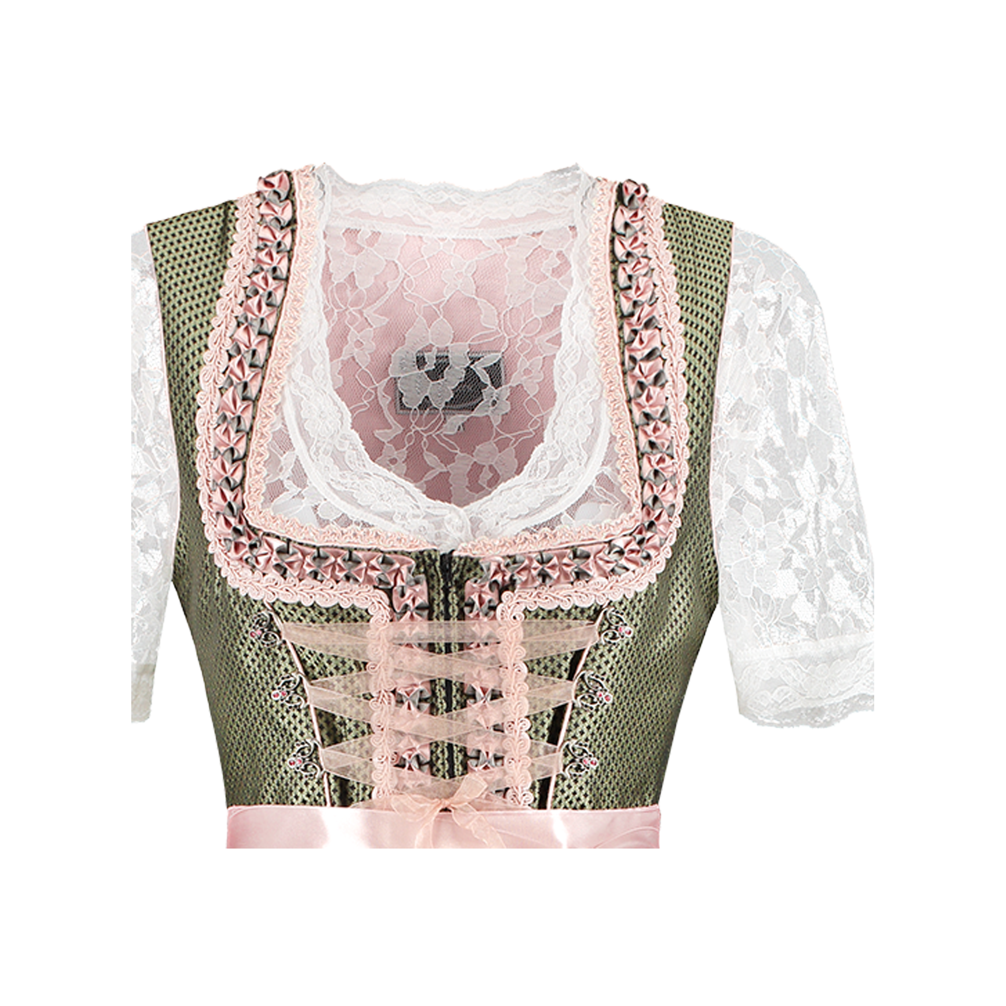 Wit Groene Dirndl Jurk Oktoberfest Dames 2 Delig