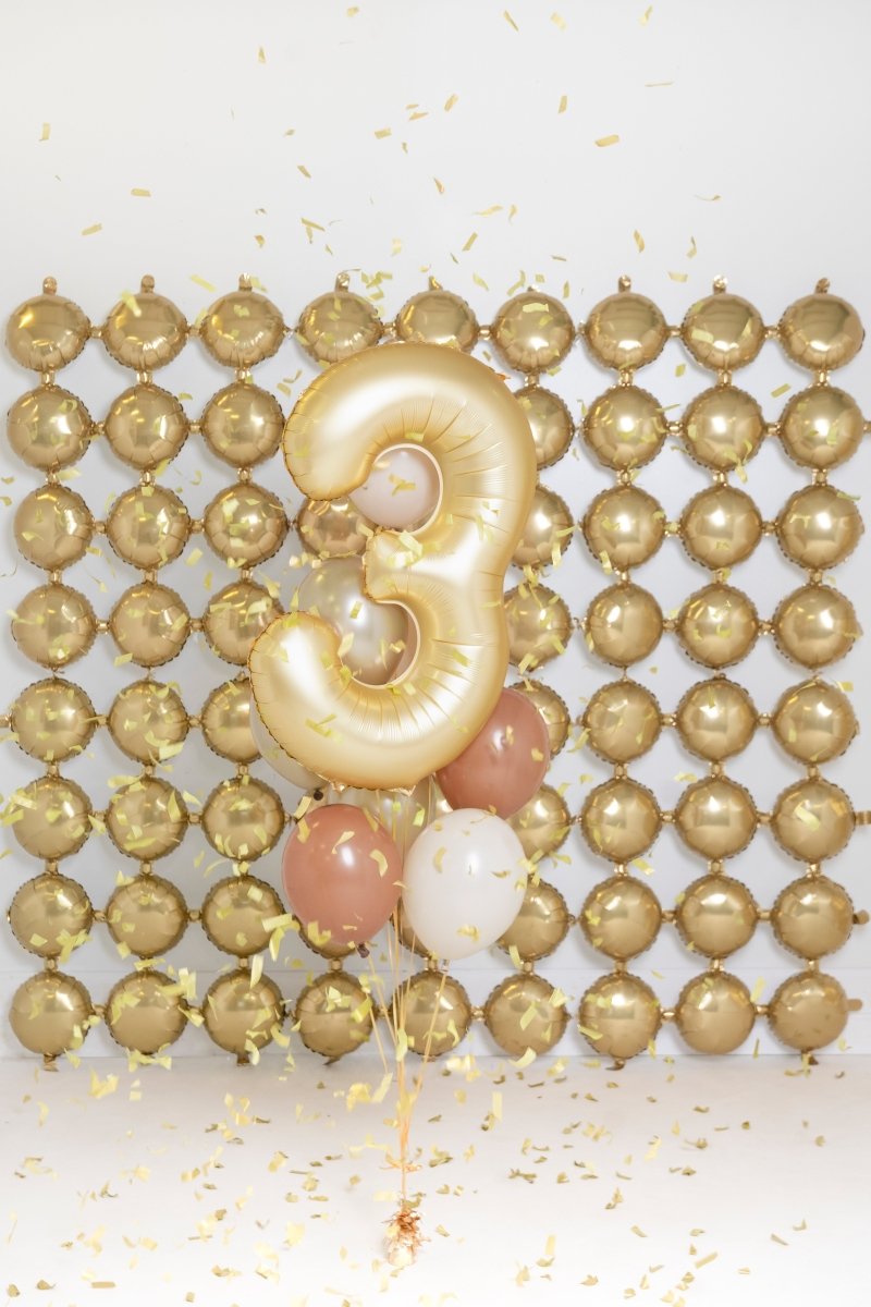 3 Jaar Cijfer Ballon Goud Satijn Folie Leeg 86cm