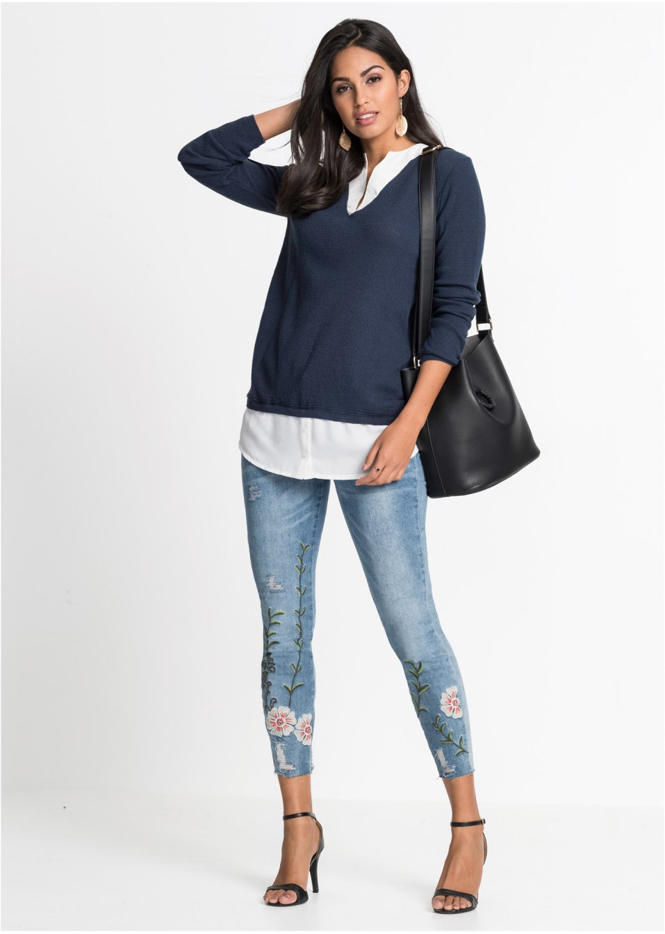 Pull à empiècement chemisier