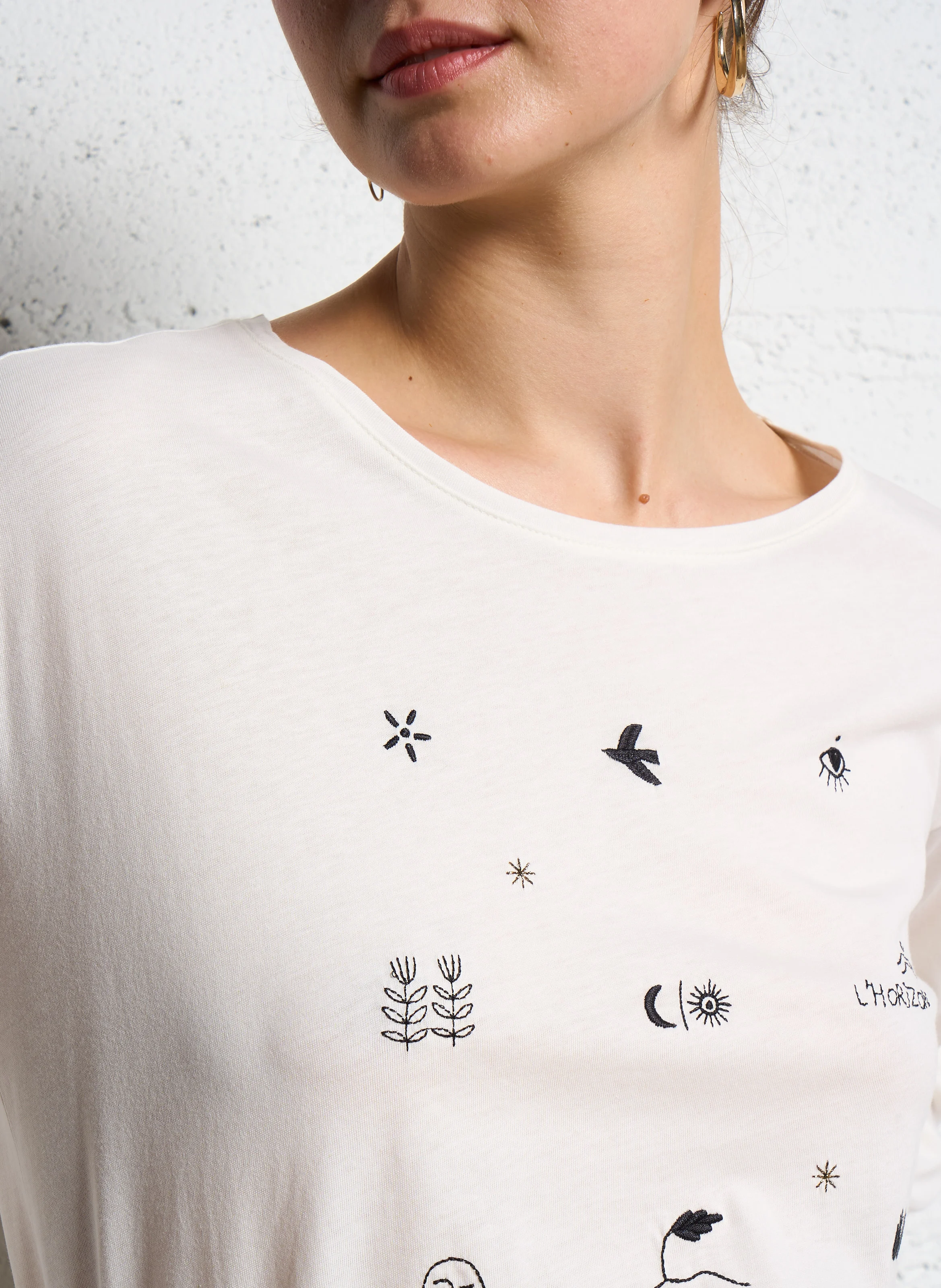 JANANA - Tee-shirt col rond en coton | Blanc