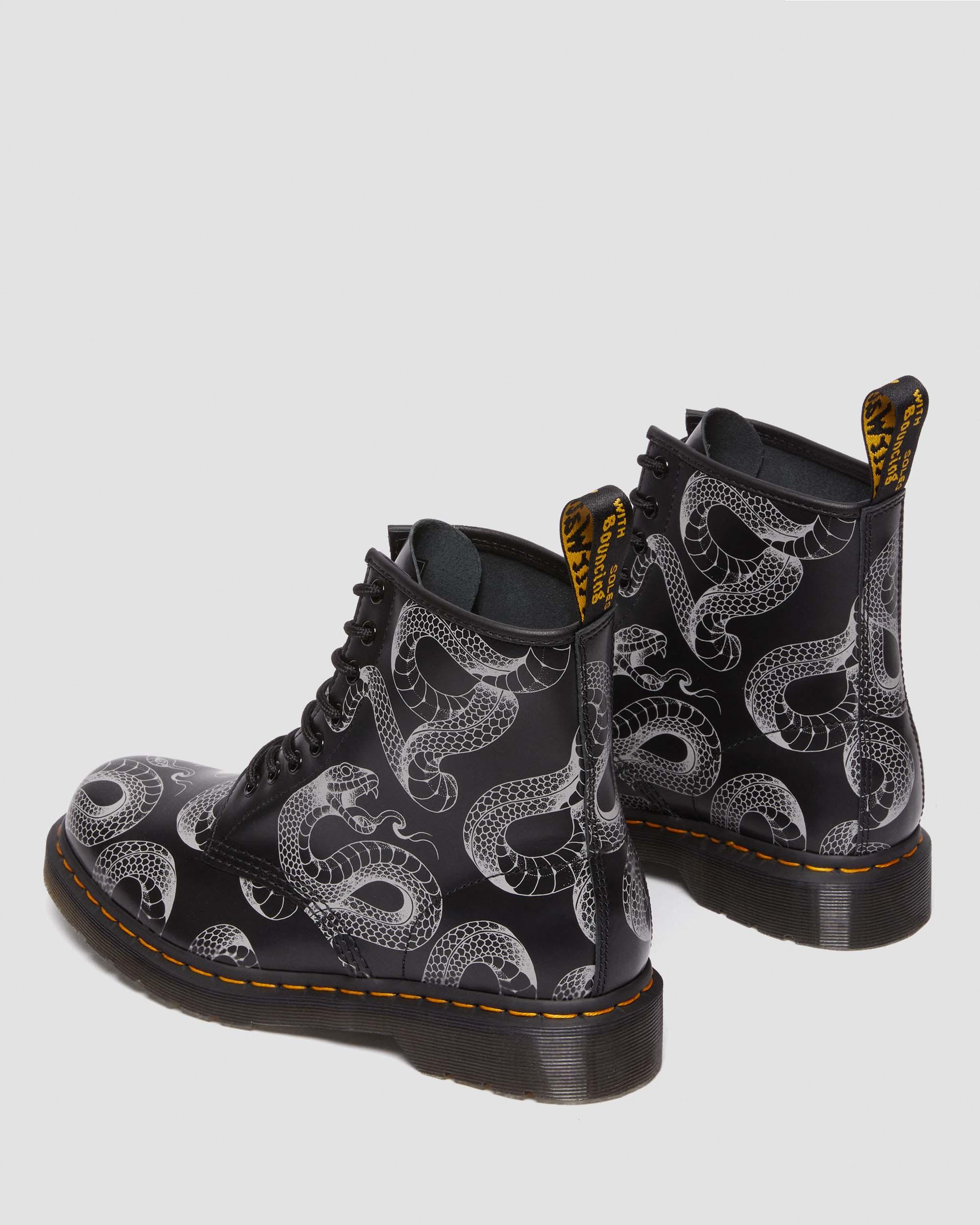 1460 Serpent Print Leather Lace Up Boots