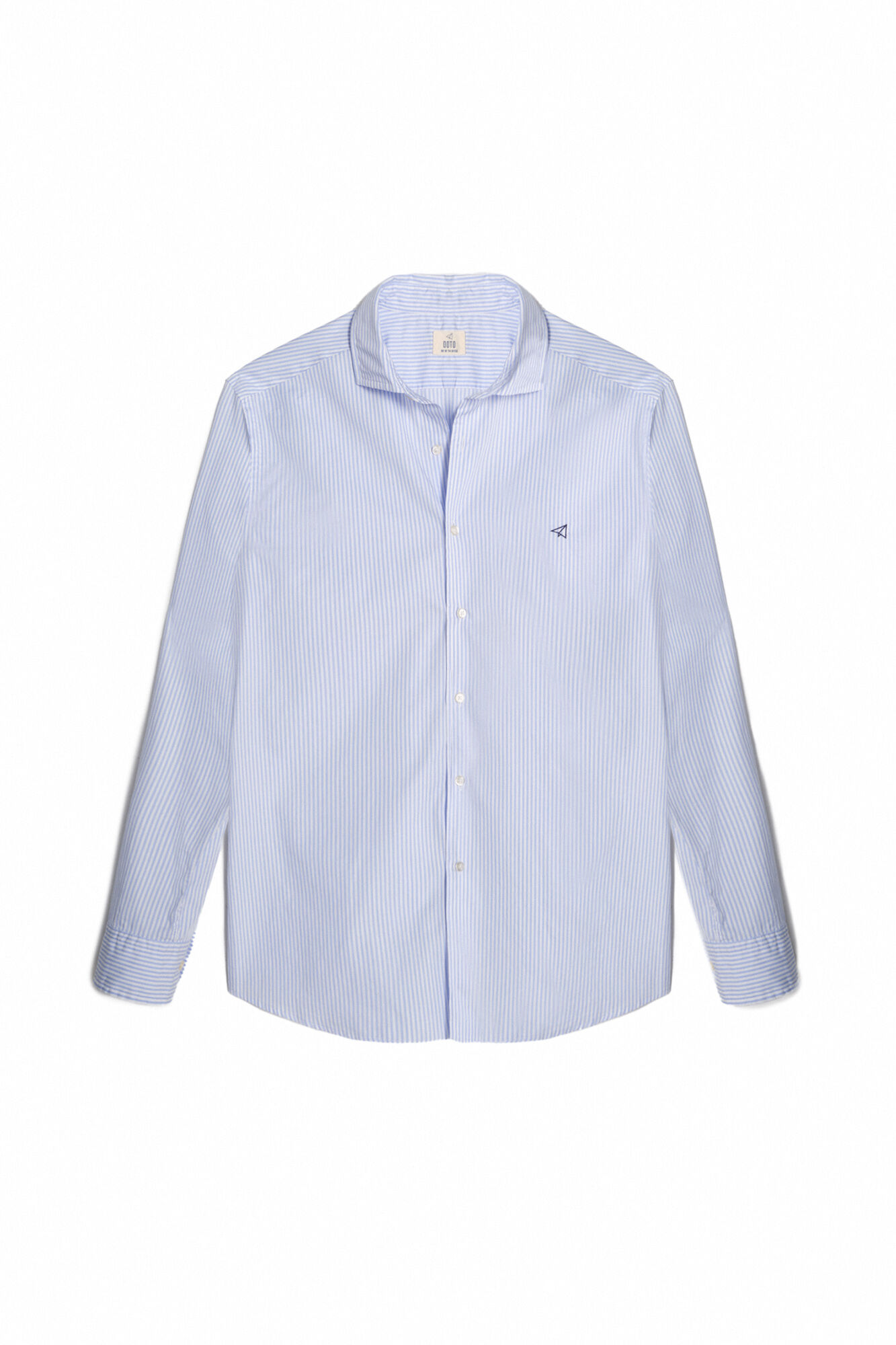 Camisa Slim de Manga Comprida com Mil Listras - Azul