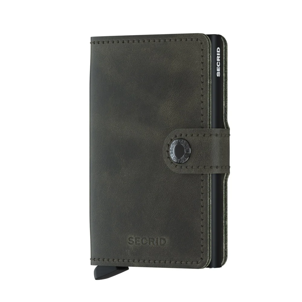SECRID  Minipung vintage med kortholder, 4-6 kort - Olive/Black