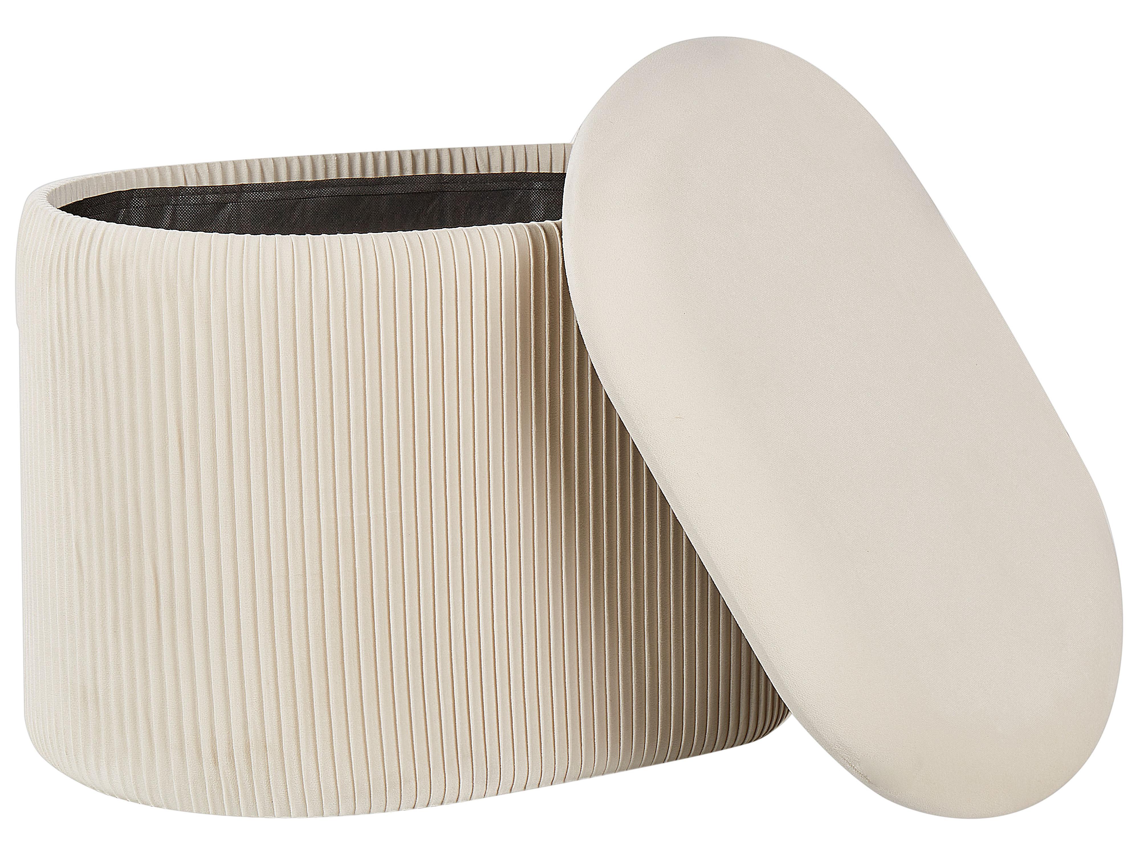 Poef met opbergruimte RICHLAND Fluweel Lichtbeige