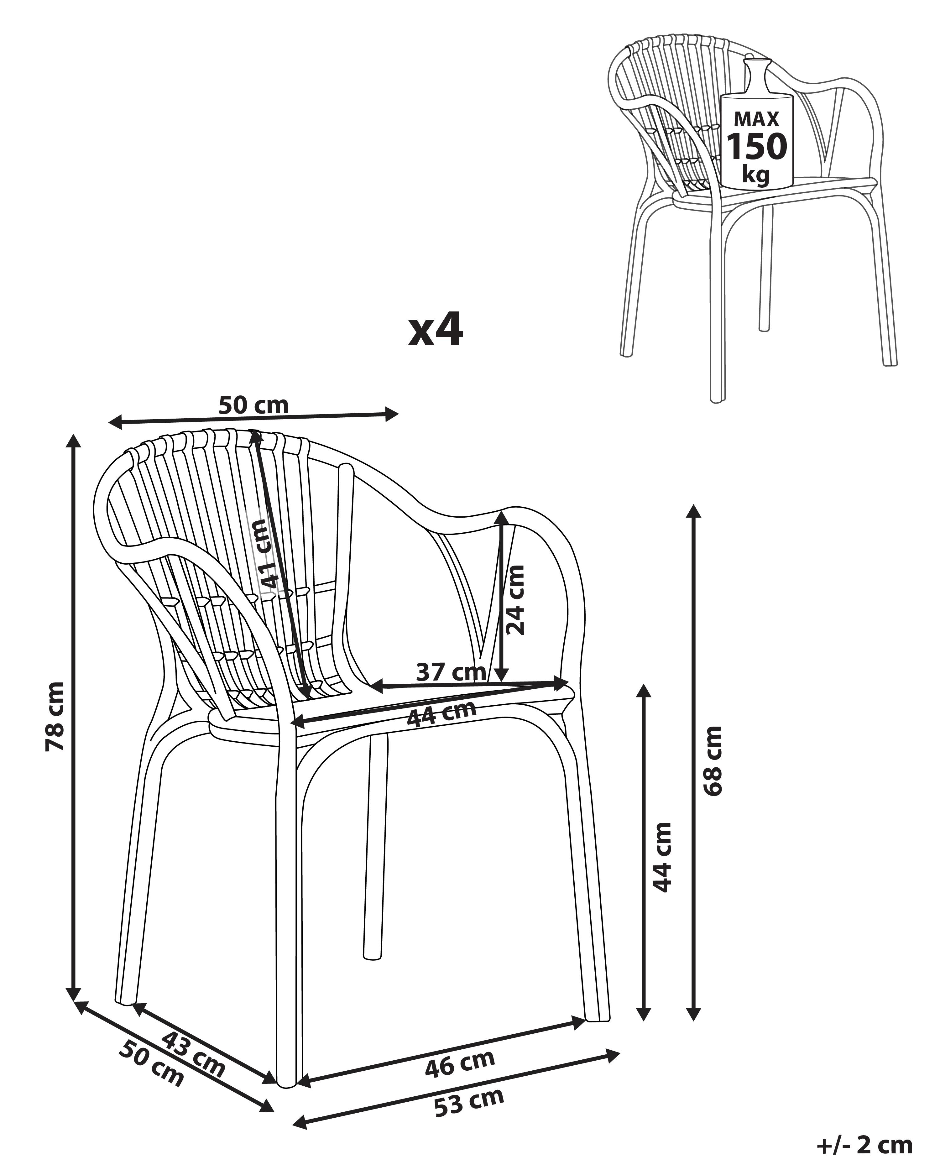 Set van 4 tuinstoelen ANDORA Beige