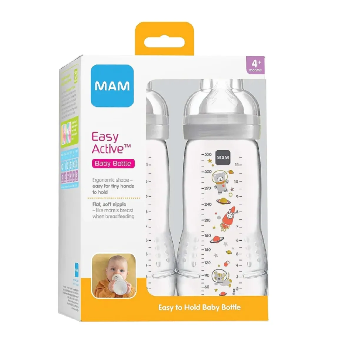 Mam Baby Biberon Easy Active 11oz (2)  - Gris