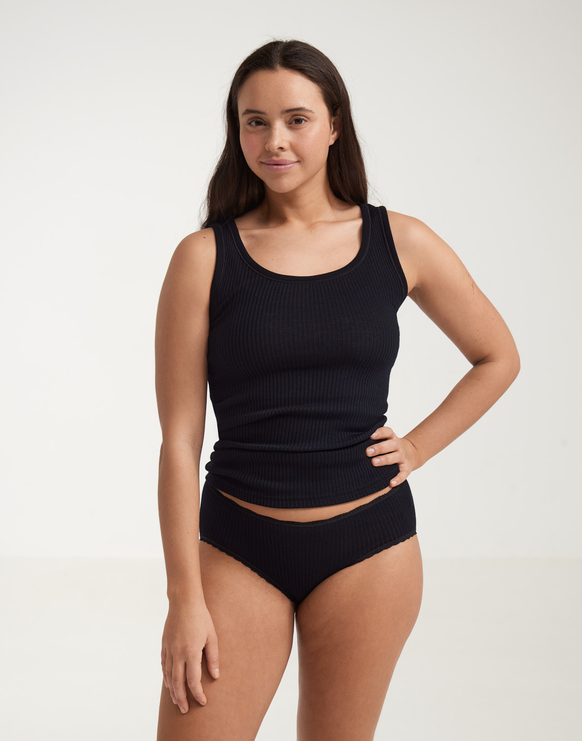 Midi-slips van merinowol voor dames in Zwart