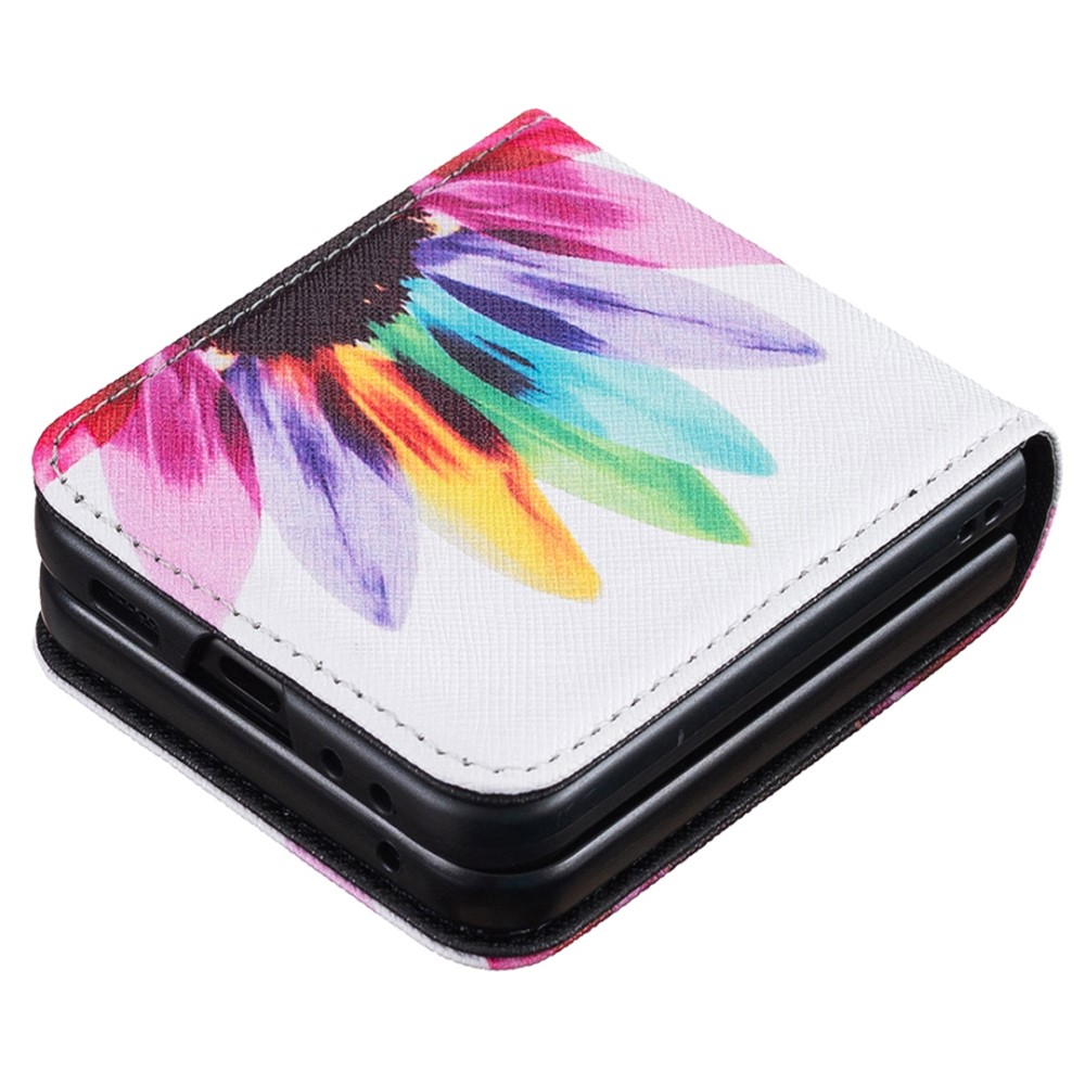 Samsung Galaxy Z Flip7 FE / Z Flip6 Leder Hardcase Schutzhülle - Sonnenblume