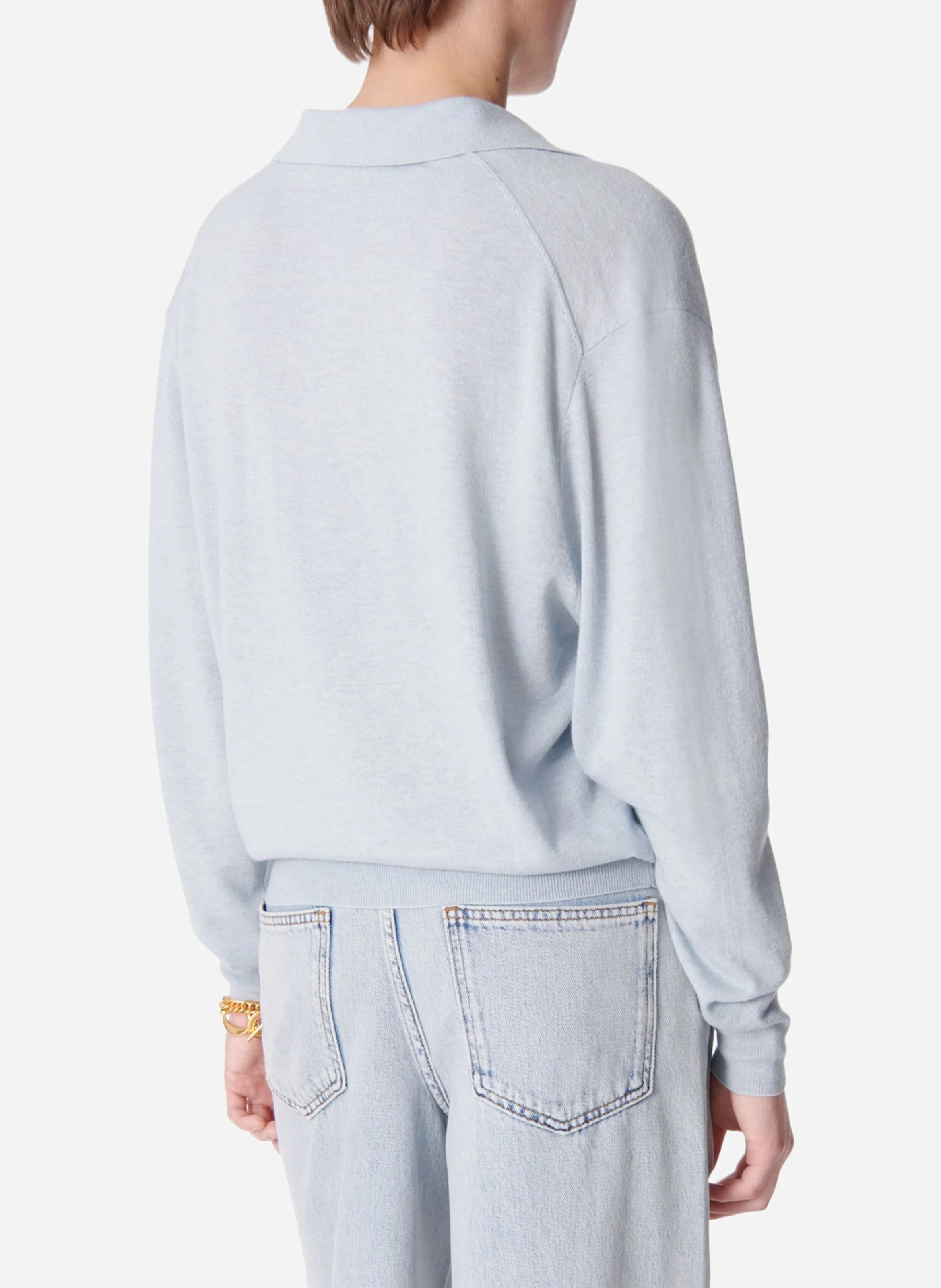 DIXIE - Pull droit col classique en laine mélangée | Bleu