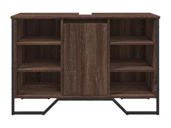 Armoire lavabo de salle de bain chêne marron 91x35x60 cm