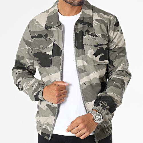 Veste Zippée Vert Kaki Gris Camouflage