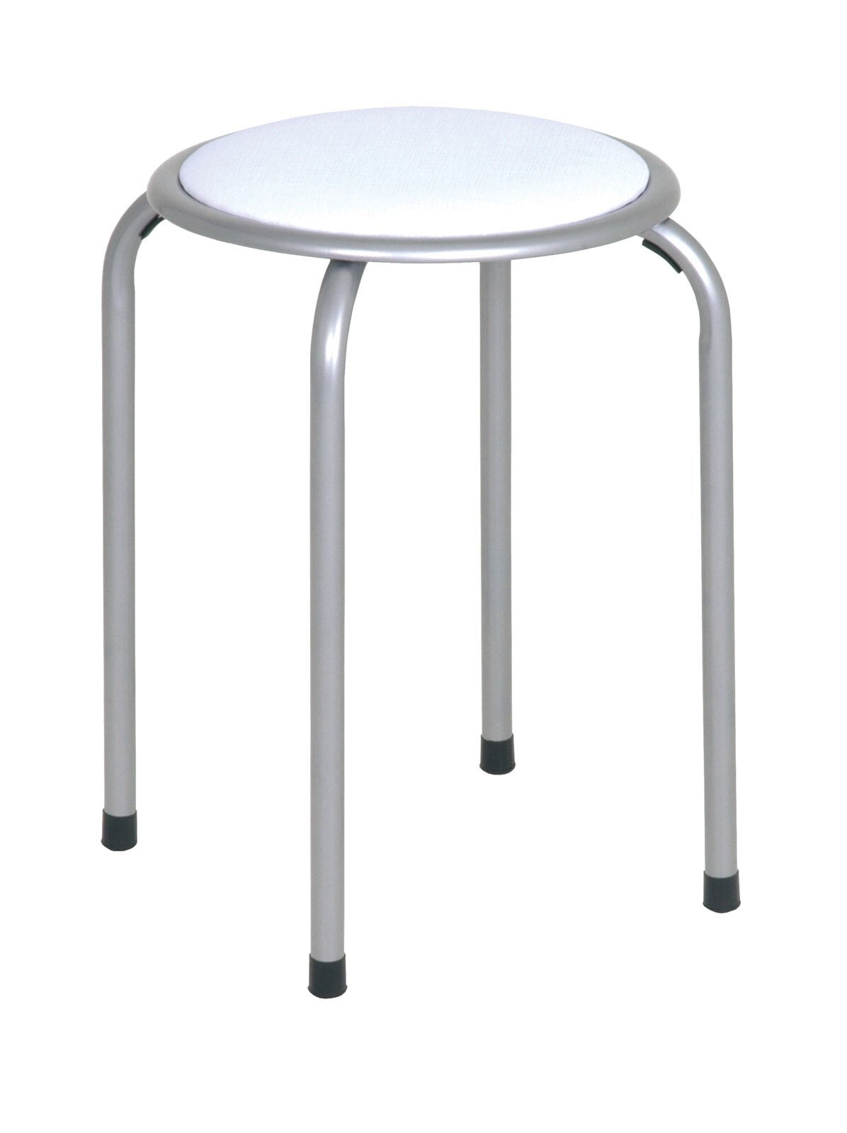Hocker Fred Lederlook Weiß/Metallgestell silberfarbig 27 x 44 x 30 cm