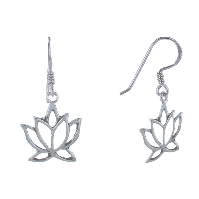 Boucles d'Oreilles Argent Fleur de Lotus Ajouré