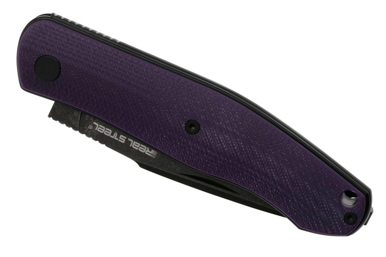 Real Steel Serenity 7681P Blackwashed, Purple G10, slipjoint zakmes, Ivan Braginets design