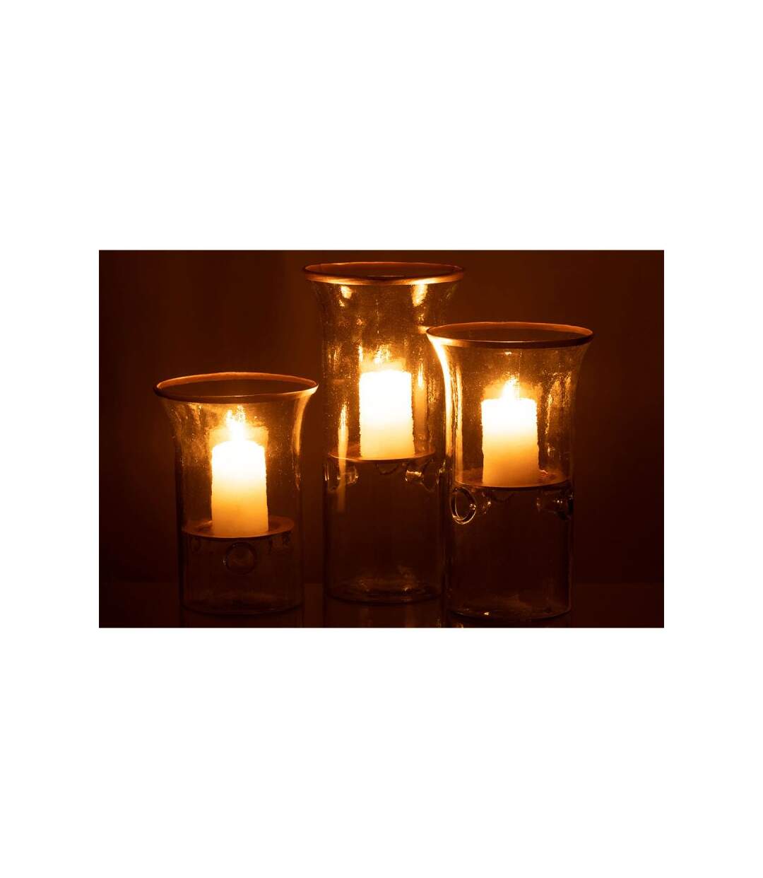 Paris Prix - Lot De 3 Photophores Design bord 30cm Transparent