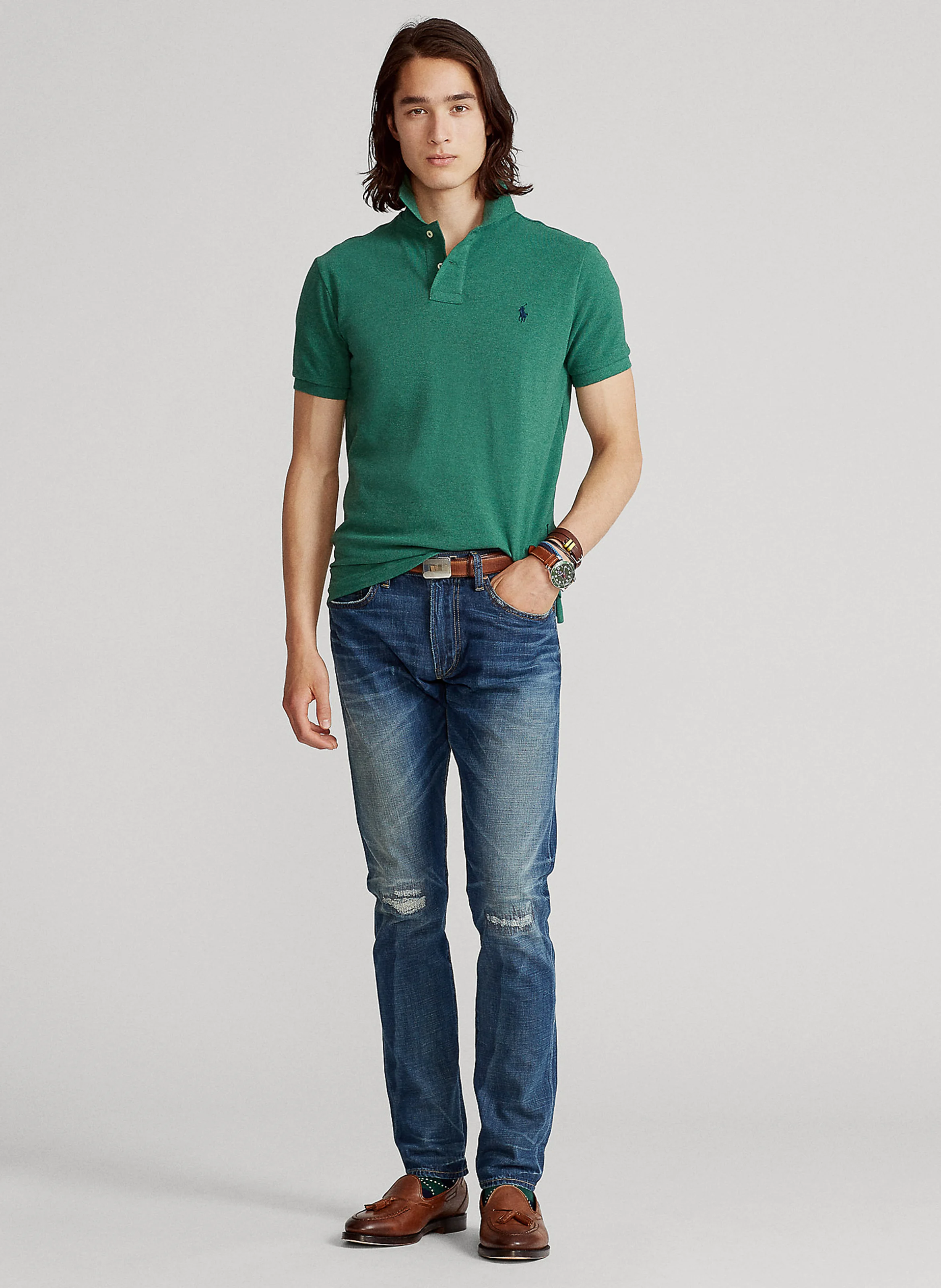 Polo slim-fit en coton | Vert