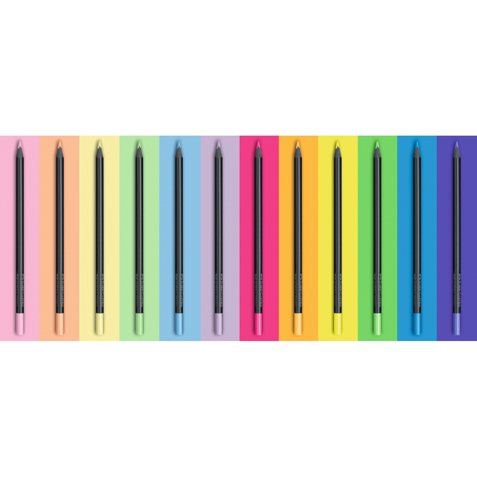 Faber-Castell Farbstifte Black Edition Neon & Pastel, 12 Stück