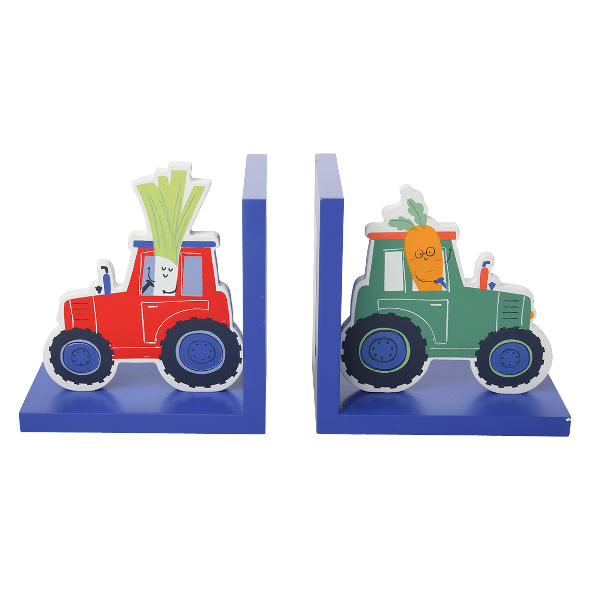 Topolino 2er Set Buchstützen mit Traktor-Motiven dunkelblau / bunt